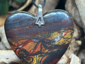 Pendentif Cœur – Œil de Tigre Iron & Argent 925 (25 g)