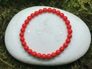 Bracelet en Corail Rouge Naturel – 6 mm – 21 cm
