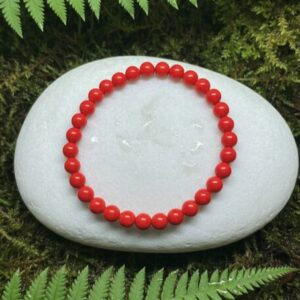Bracelet en Corail Rouge Naturel – 6 mm – 21 cm