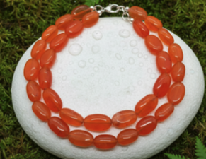 Collier en Cornaline Naturelle – Perles Ovales Brillantes – 75 cm