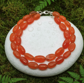 Collier en Cornaline Naturelle – Perles Ovales Brillantes – 75 cm