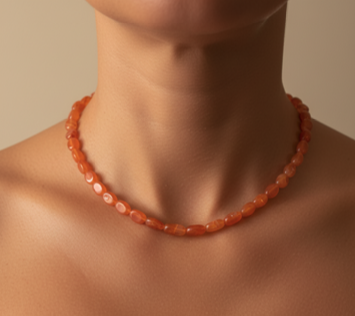 Collier en Cornaline Naturelle – Perles Ovales Brillantes – 75 cm – Image 3