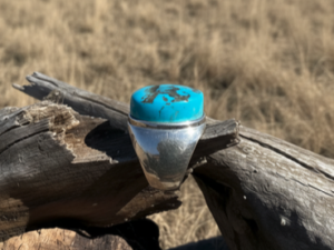 Bague en Turquoise d’Arizona – Argent 925 – Réglable – Style Chevalière