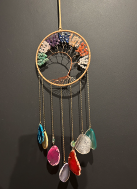 Suspension Ronde 7 Chakras – Arbre de Vie Cuivre & Carillon 7 Agates – Image 2