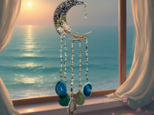 Grande Suspension Lune Cuivre – Arbre de Vie Lapis-Lazuli, Aventurine & Cristal de Roche