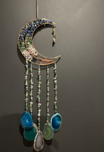 Grande Suspension Lune Cuivre – Arbre de Vie Lapis-Lazuli, Aventurine & Cristal de Roche – Image 2