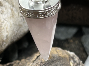 Pendule « Duo Sérénité » – Quartz Rose & Cristal de Roche – Brésil
