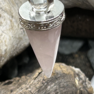Pendule « Duo Sérénité » – Quartz Rose & Cristal de Roche – Brésil