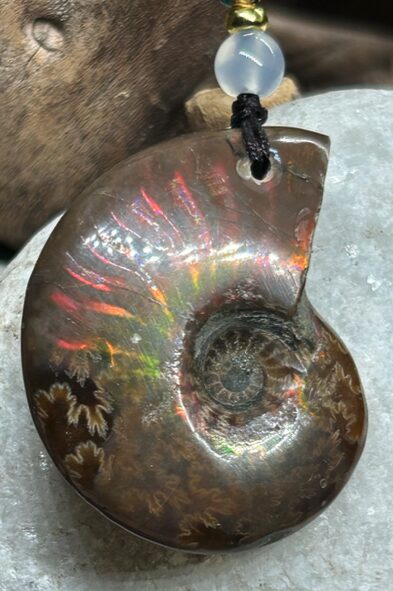 Ammolite Opalisée Naturelle – Pendentif Fossile – Madagascar – Image 4