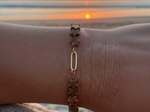 Bracelet Étoile en Unakite – Ajustable en Acier Inoxydable