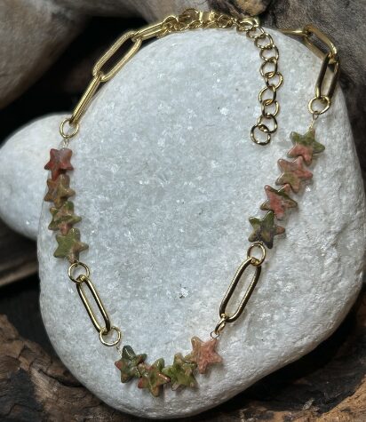 Bracelet Étoile en Unakite – Ajustable en Acier Inoxydable – Image 3