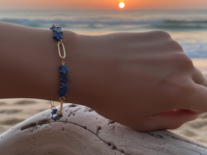 Bracelet Étoiles en Lapis-Lazuli – Acier Inoxydable – Réglable