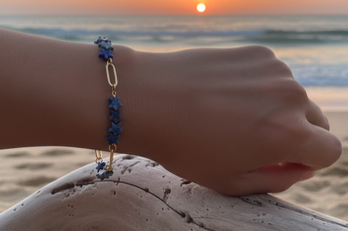 Bracelet Étoiles en Lapis-Lazuli – Acier Inoxydable – Réglable