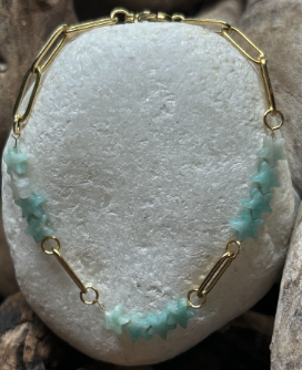 Bracelet Étoiles en Amazonite – Acier Inoxydable – Réglable – Image 2